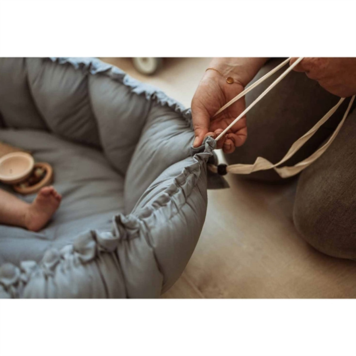 Play&Go 3-i-1 Legetæppe Organic Bloom Dusty Blue