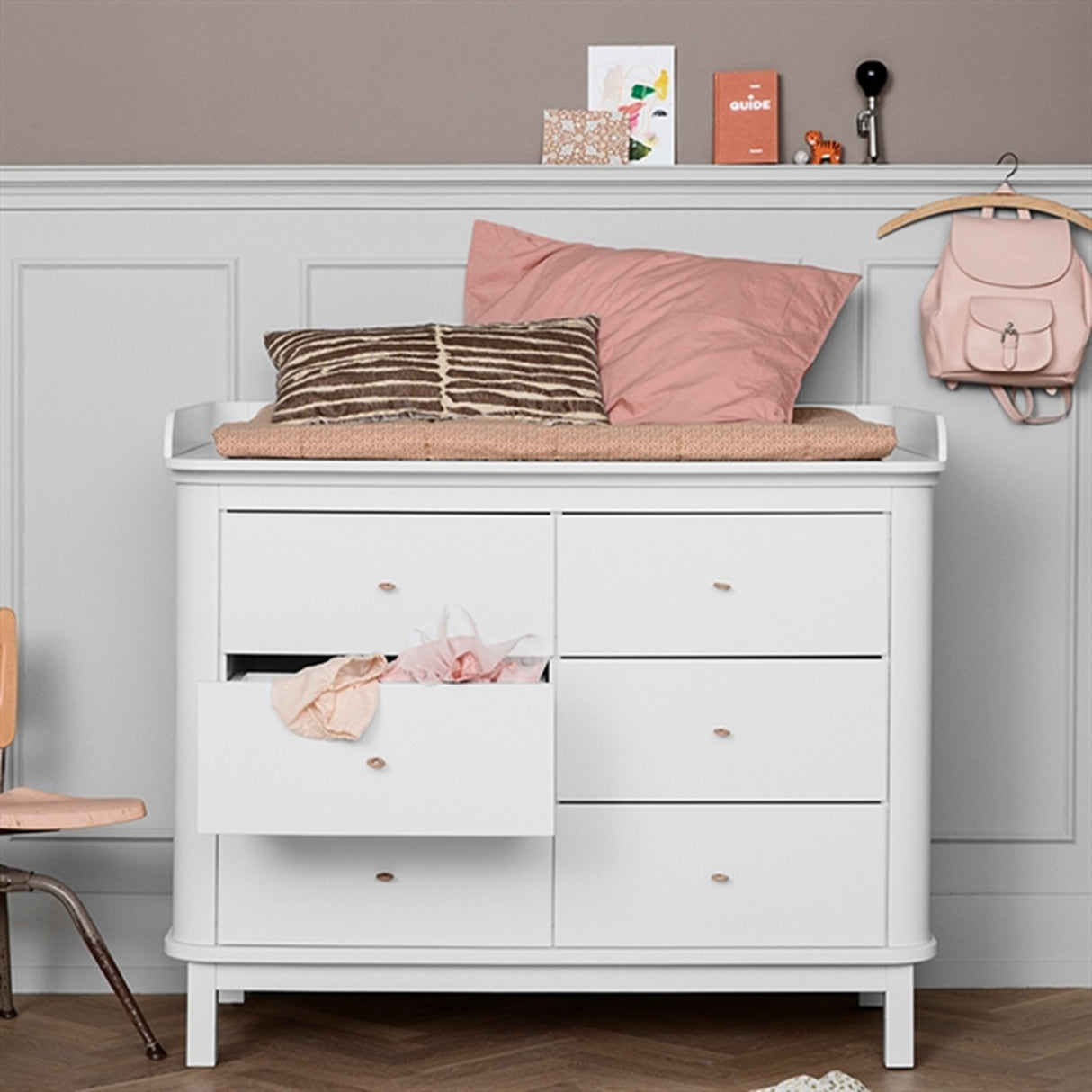 Oliver Furniture Wood Puslekommode m. 6 Skuffer Hvid