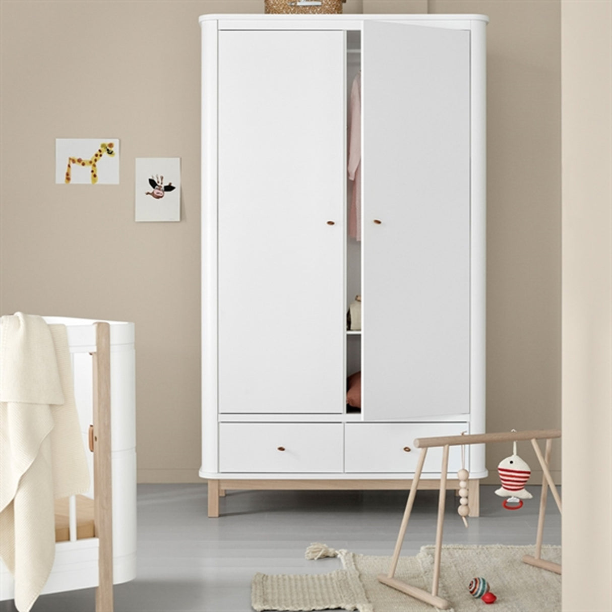 Oliver Furniture Wood Klædeskab 2 Døre Hvid/Eg