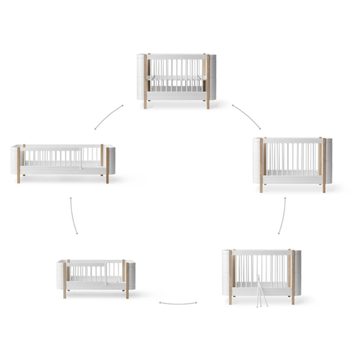 Oliver Furniture Wood Mini+ Tremmeseng inkl. Junior Kit Hvid/Eg