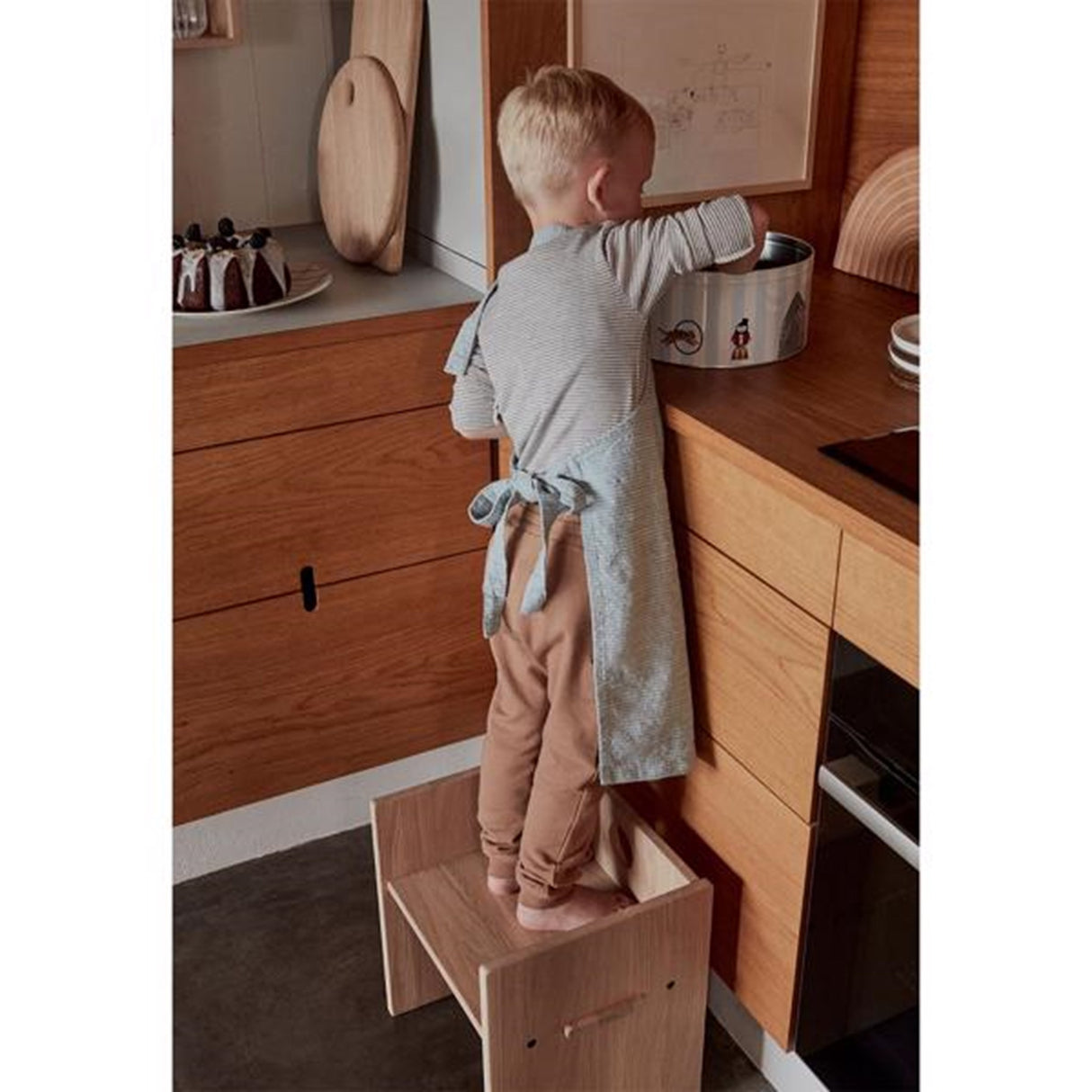 OYOY Gobi Forklæde White/Dusty Blue