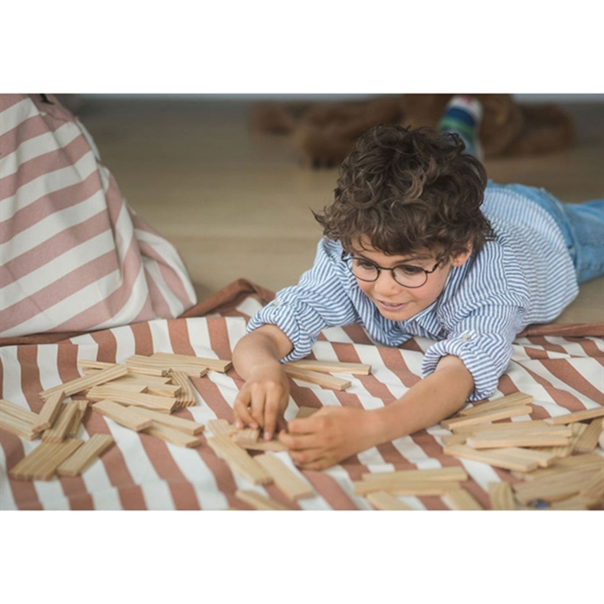 Play&Go 2-i-1 Legetæppe Stripes Brown