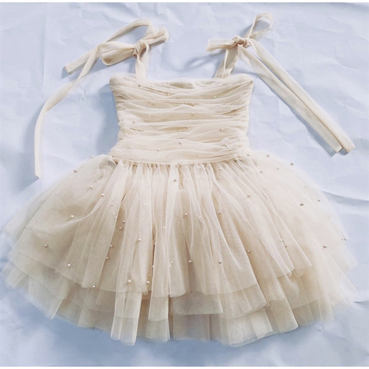 Dolly by Le Petit Tom Pearl Tulle Ballerina Kjole Cream