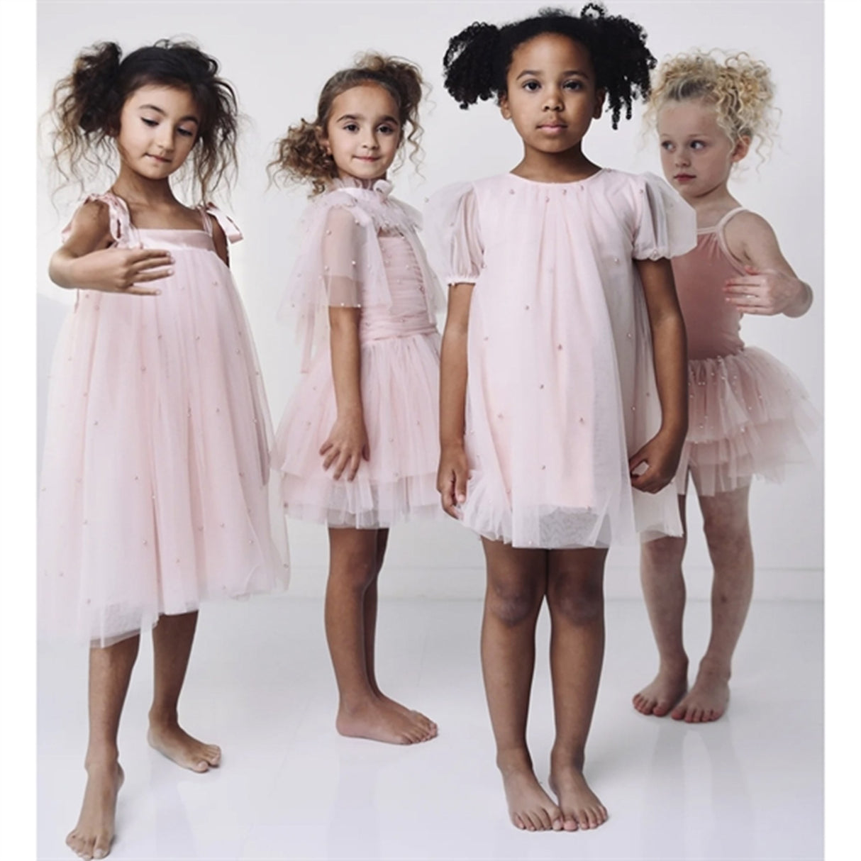 Dolly by Le Petit Tom Pearl Tulle Puff Aline Kjole Pink