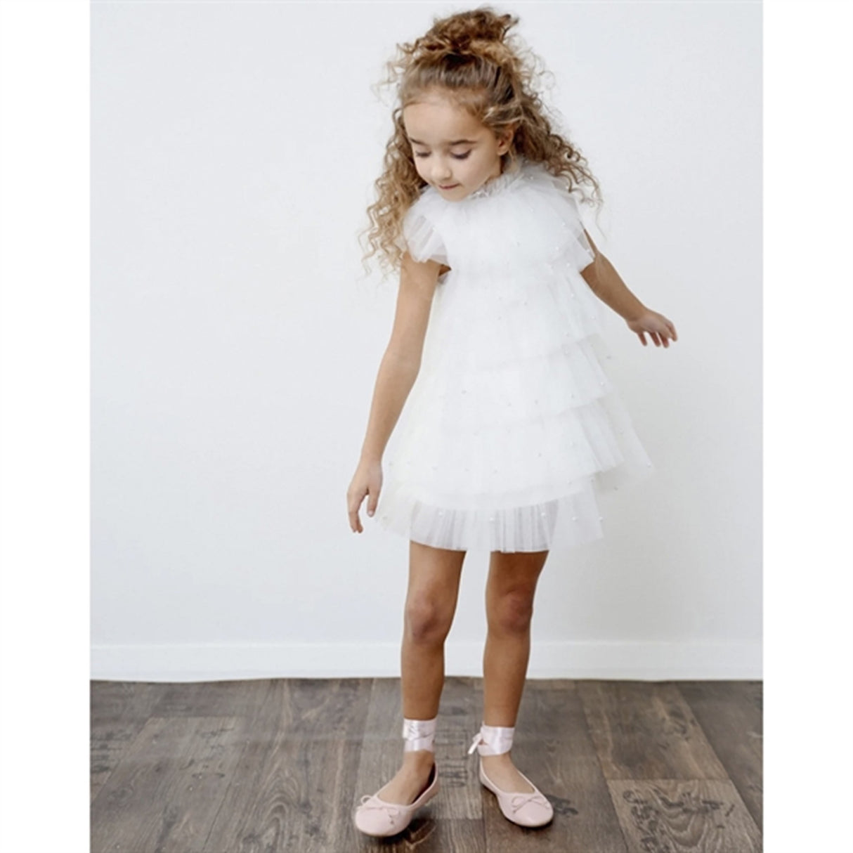 Dolly by Le Petit Tom Pearl Tutully Tiered Tulle Tuttu Kjole White