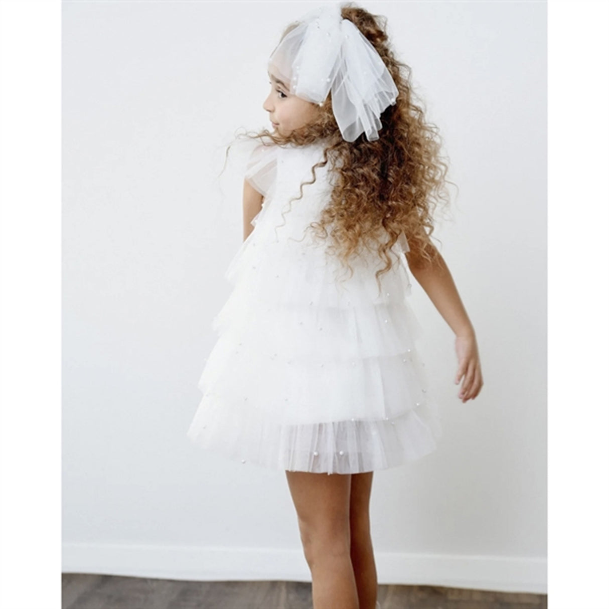 Dolly by Le Petit Tom Pearl Tutully Tiered Tulle Tuttu Kjole White