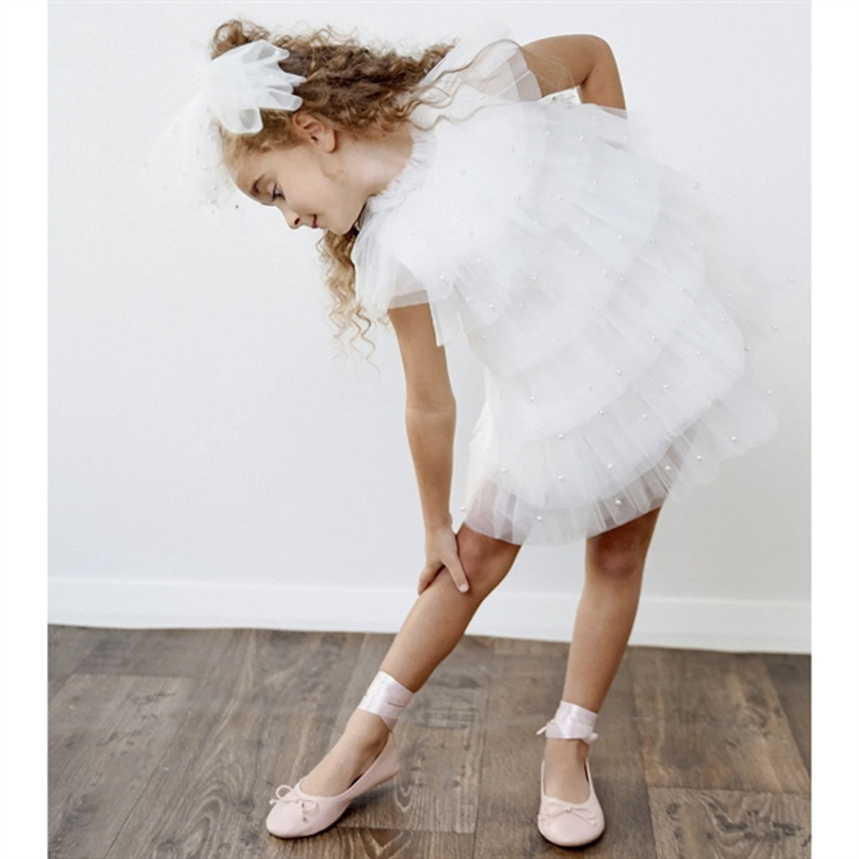 Dolly by Le Petit Tom Pearl Tutully Tiered Tulle Tuttu Kjole White