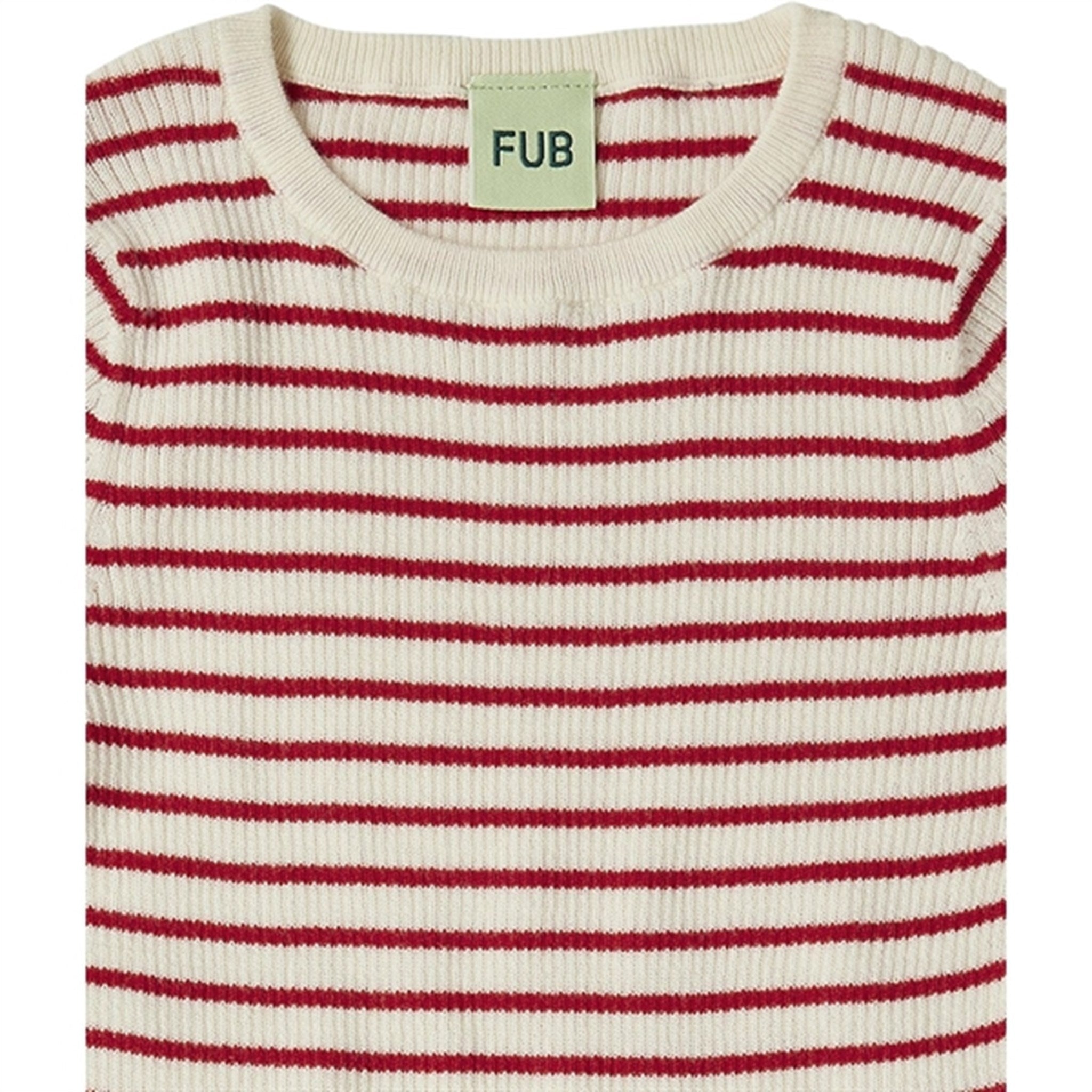 FUB Ecru/Crimson Red Rib T-shirt 3