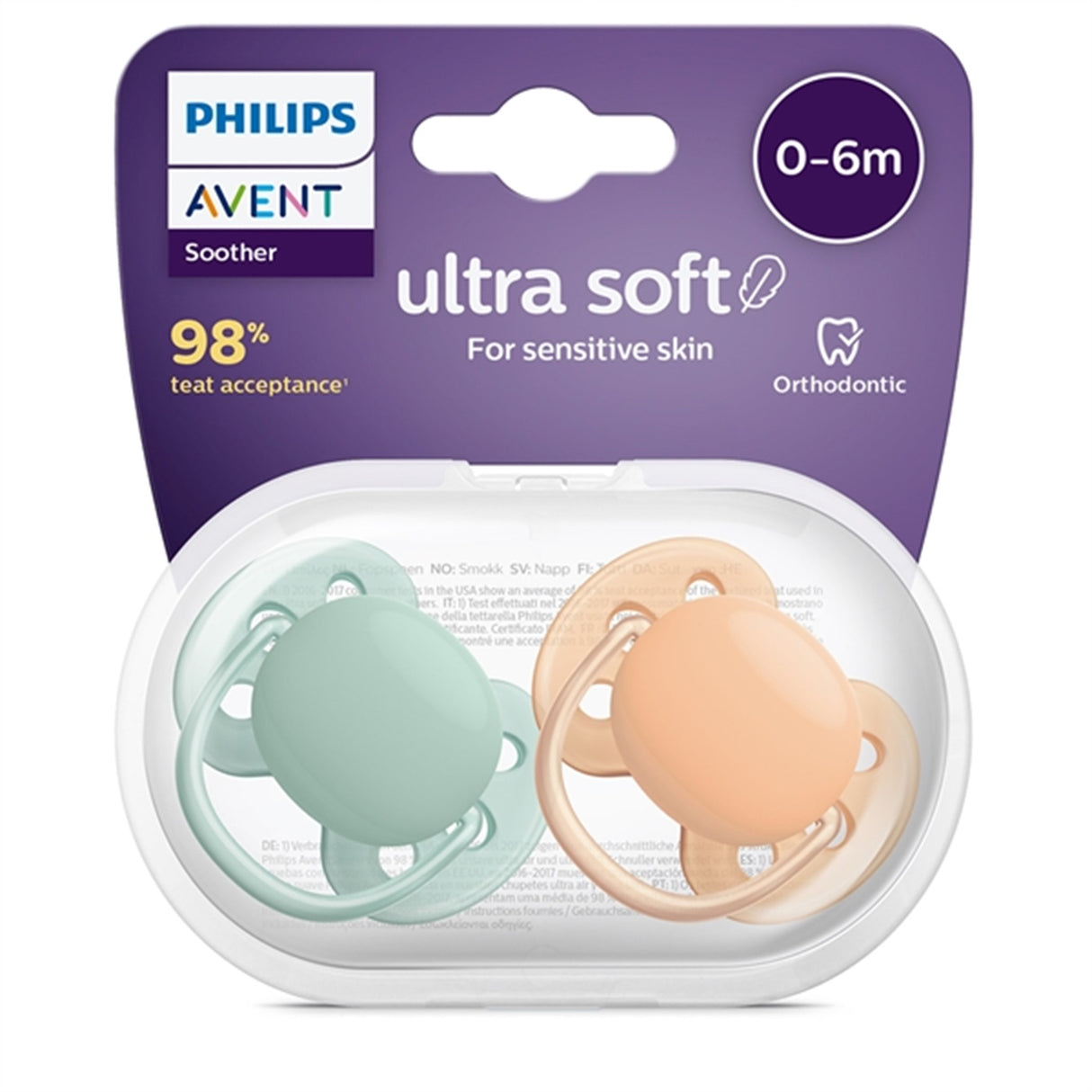Philips Avent Ultra Soft Sutter 0-6 mdr 2-pak