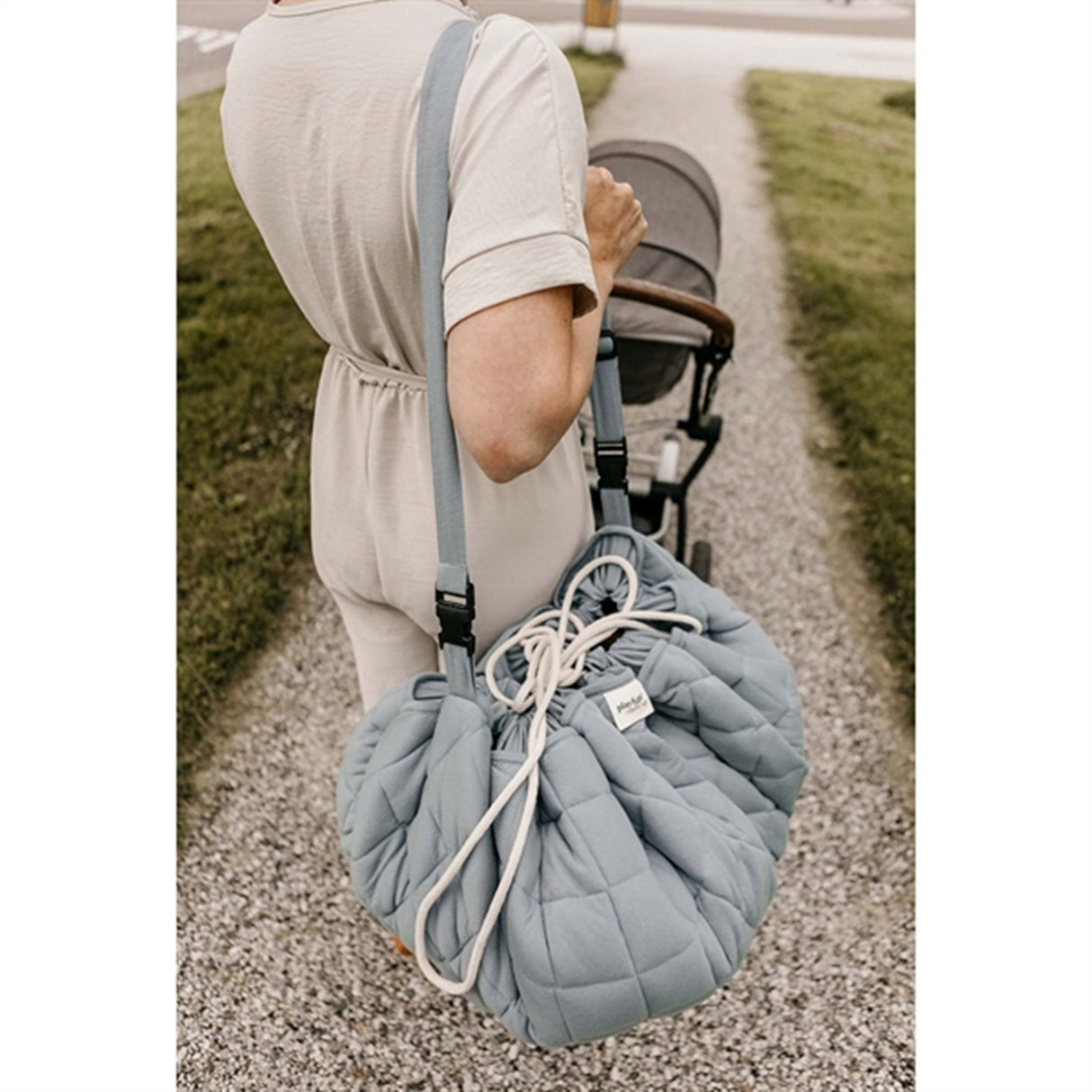 Play&Go 2-i-1 Legetæppe Soft Organic Dusty Blue