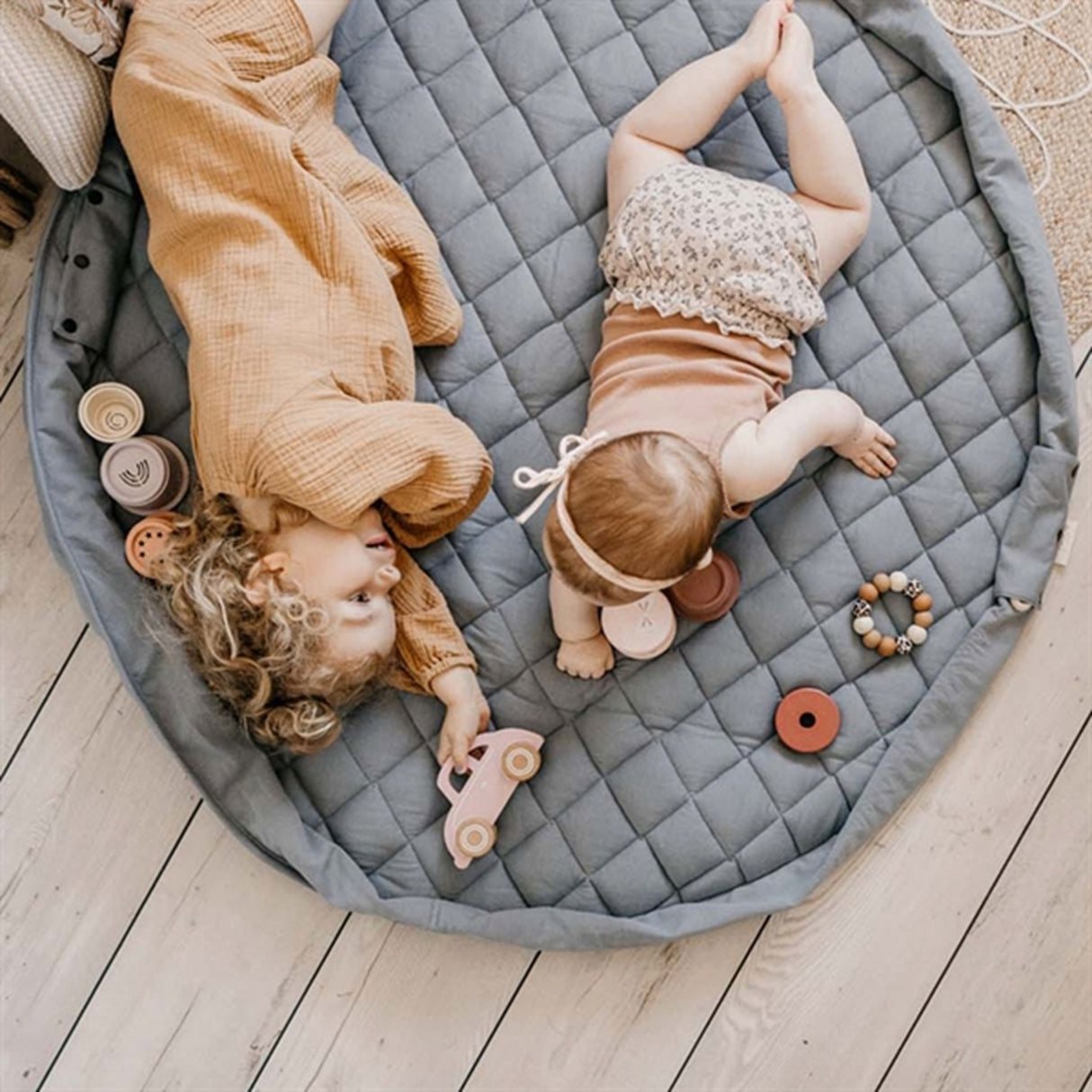 Play&Go 2-i-1 Legetæppe Soft Organic Dusty Blue