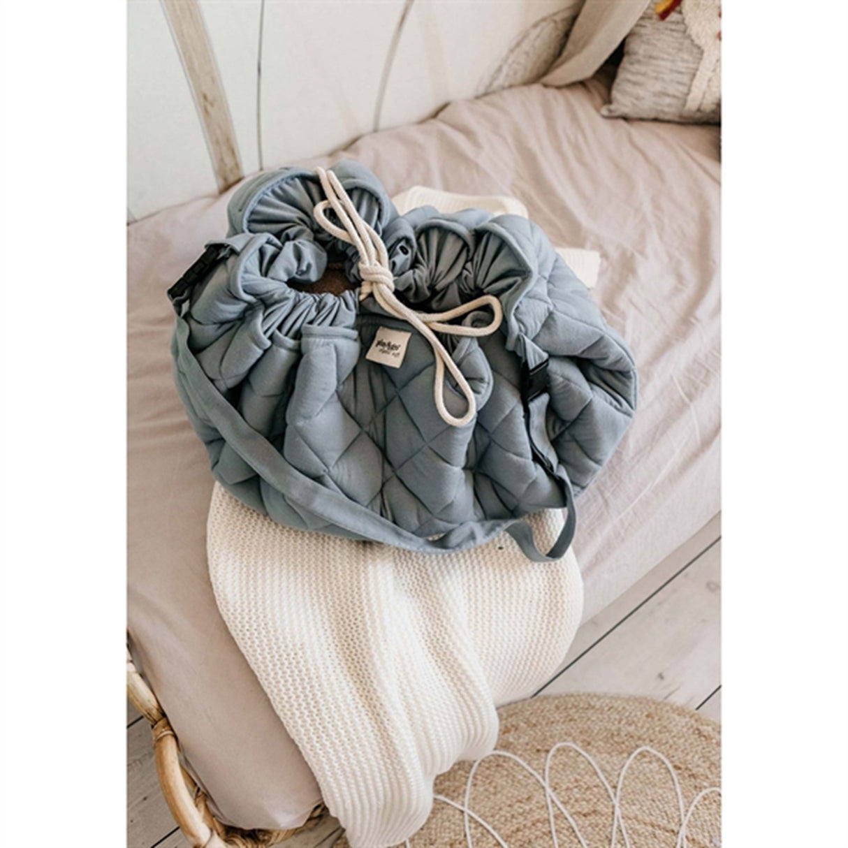 Play&Go 2-i-1 Legetæppe Soft Organic Dusty Blue