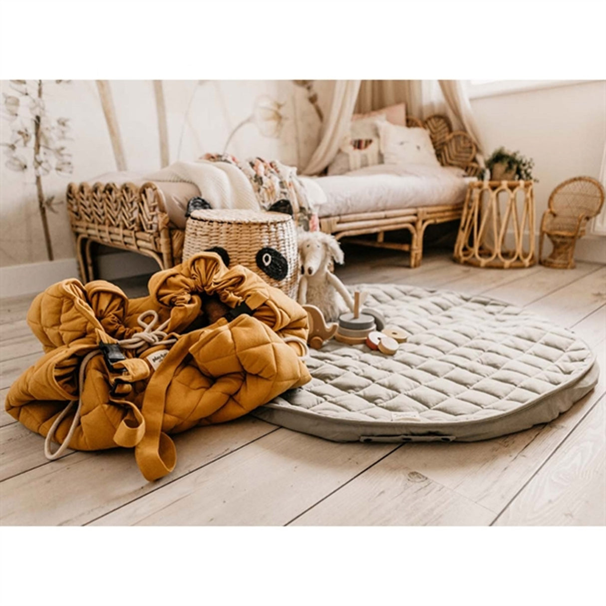 Play&Go 2-i-1 Legetæppe Soft Organic Meadow Green