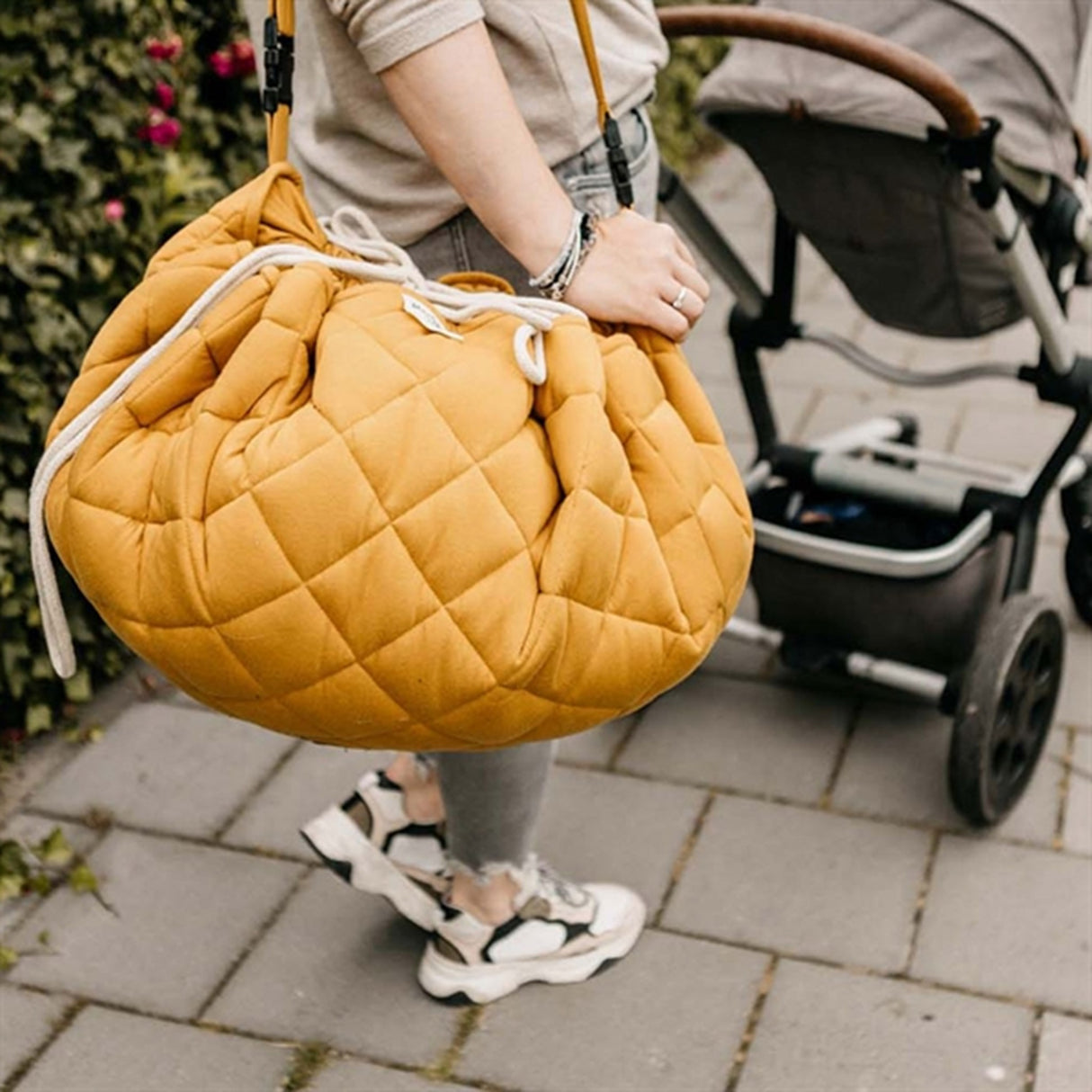 Play&Go 2-i-1 Legetæppe Soft Organic Mustard Chai Tea