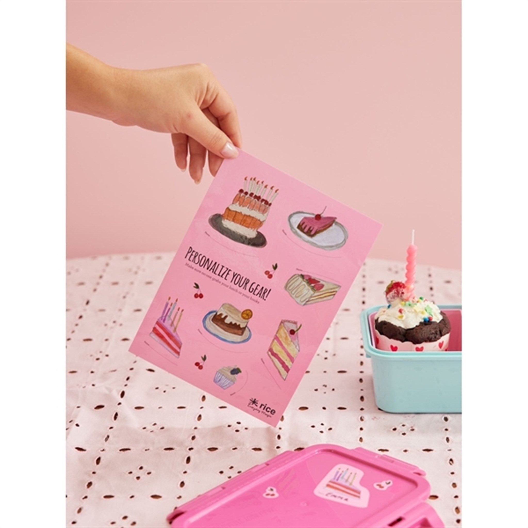 RICE Cake Theme Klistermærker til Madkasse 3