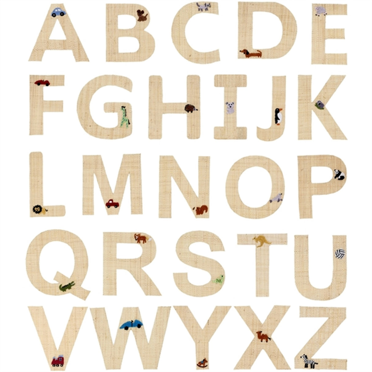 RICE Nature Raffie Klistermærke Bogstav Cars & Animals