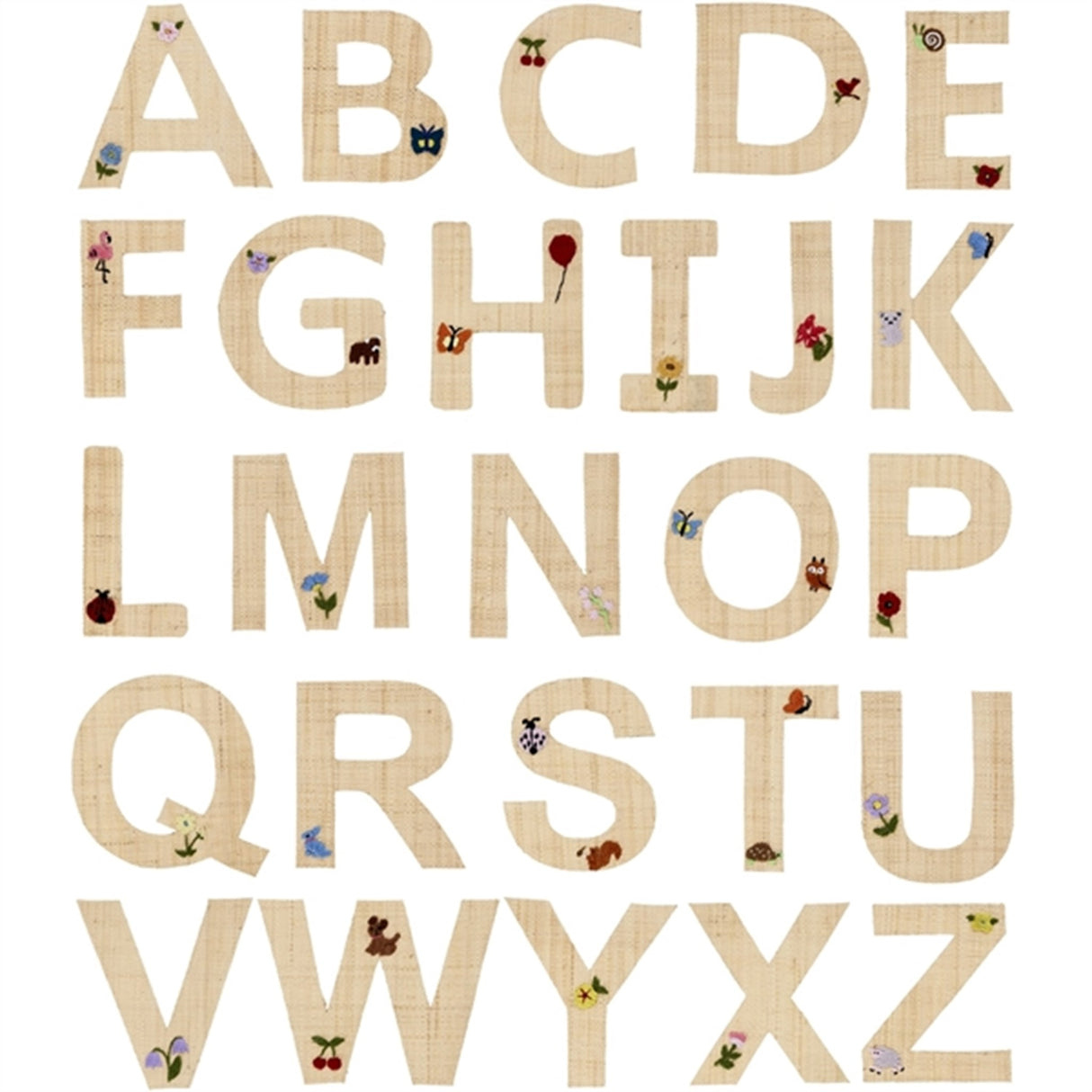 RICE Nature Raffie Klistermærke Bogstav Flowers & Animals