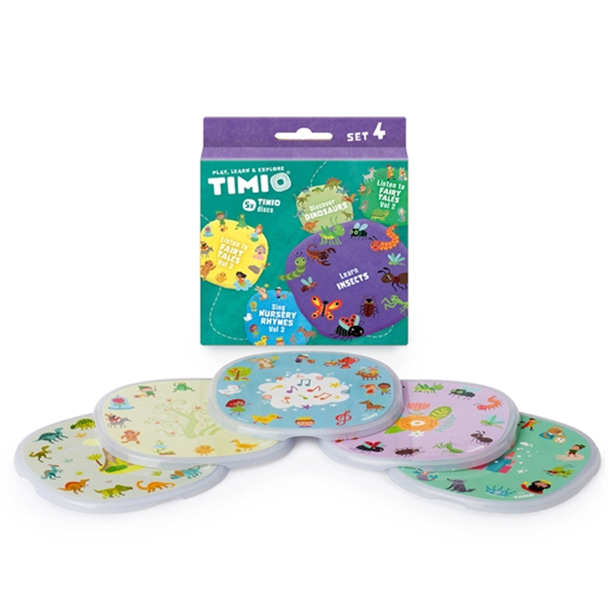 TIMIO® Disc Sæt 4 - Børnesange, Eventyr, Dinosaurer og Små Insekter