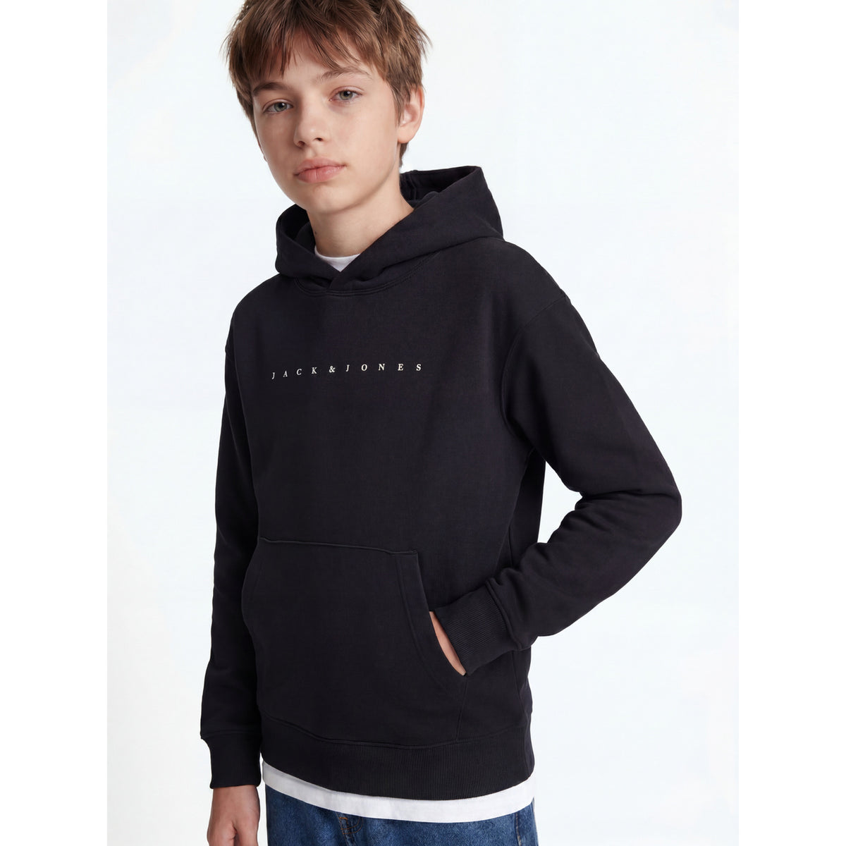 Jack & Jones Black Loose Jjestar Jj Sweat Hætte Noos Jnr