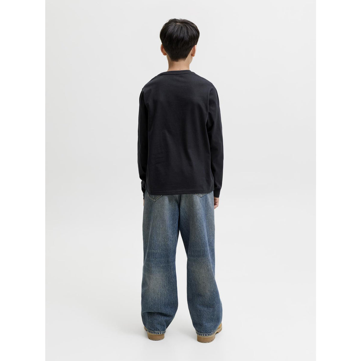 Jack & Jones Black Jjeorganic Rlx Tee Ls O-Neck Noos Jnr