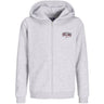 Jack & Jones White Melange Jjaero Sweat Zip Hætte Jnr