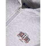 Jack & Jones White Melange Jjaero Sweat Zip Hætte Jnr