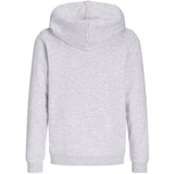Jack & Jones White Melange Jjaero Sweat Zip Hætte Jnr