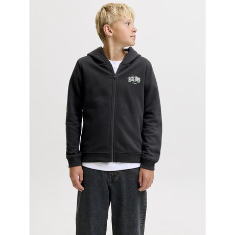 Jack & Jones Black Jjaero Sweat Zip Hætte Jnr