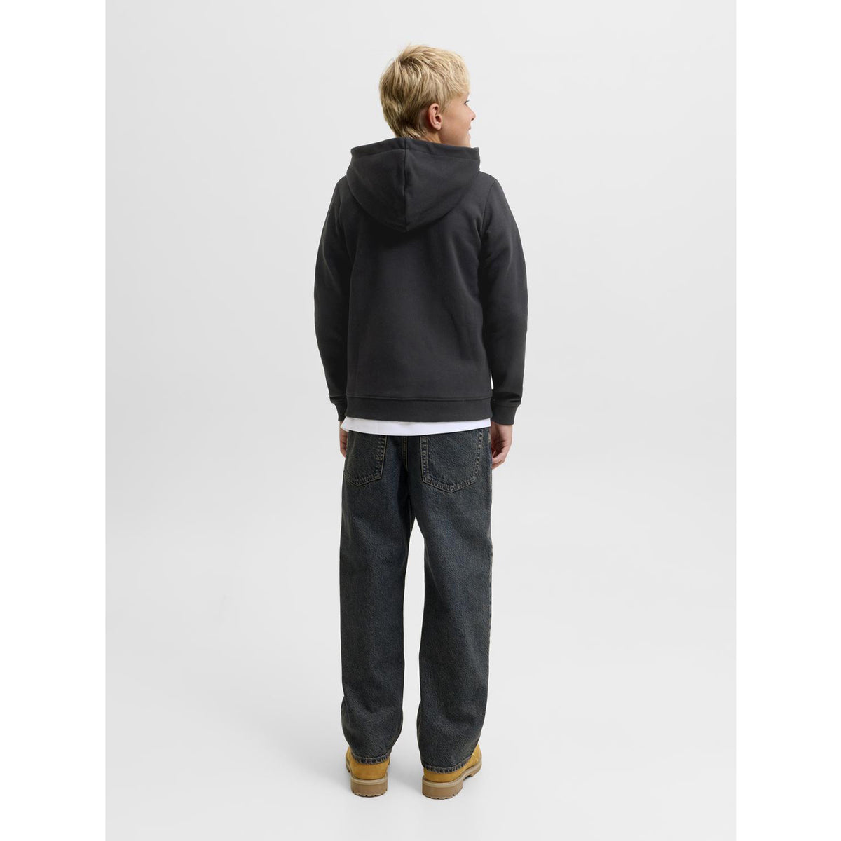 Jack & Jones Black Jjaero Sweat Zip Hætte Jnr