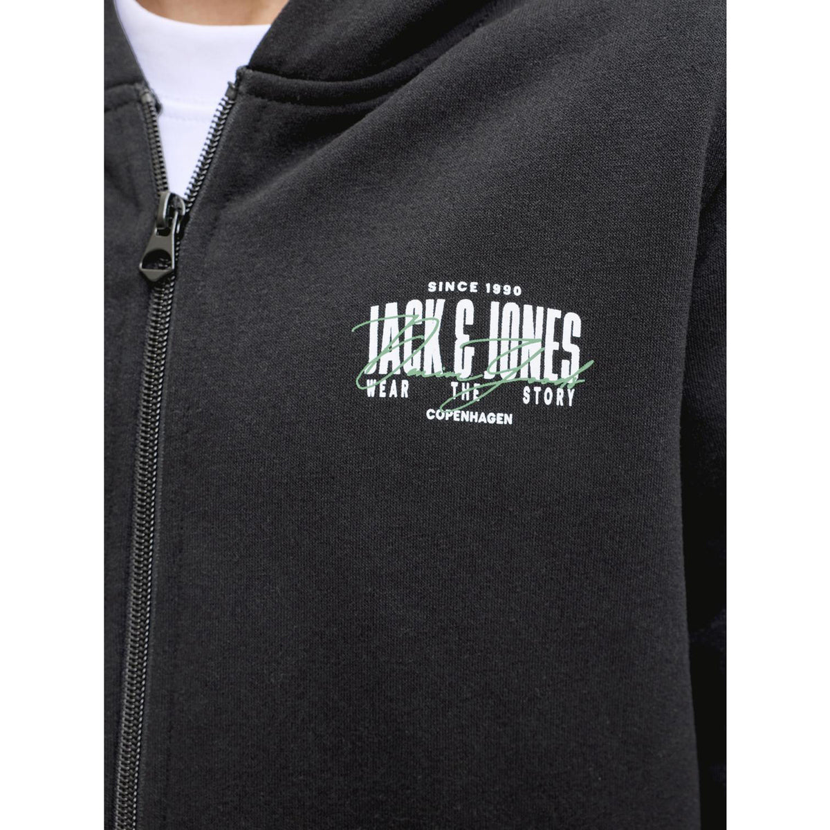 Jack & Jones Black Jjaero Sweat Zip Hætte Jnr