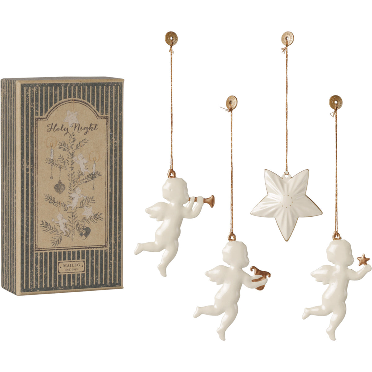 Maileg Gaveæske Med Metalophæng - Hellig Nat - Off White
