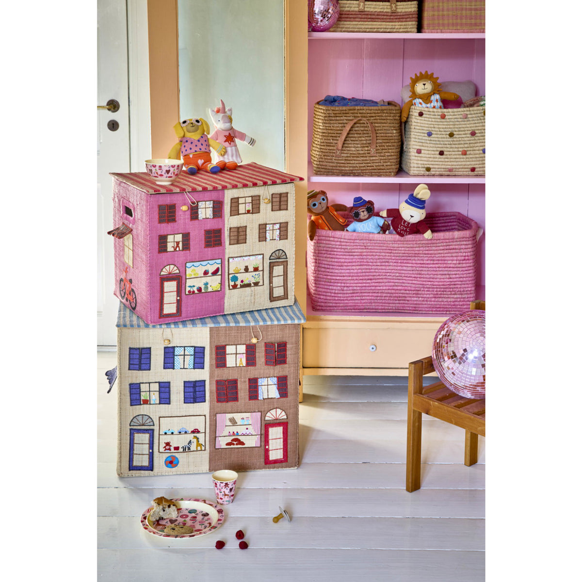 Rice Paris Theme Raffia Opbevaring Box Ekstra Large Foldbar