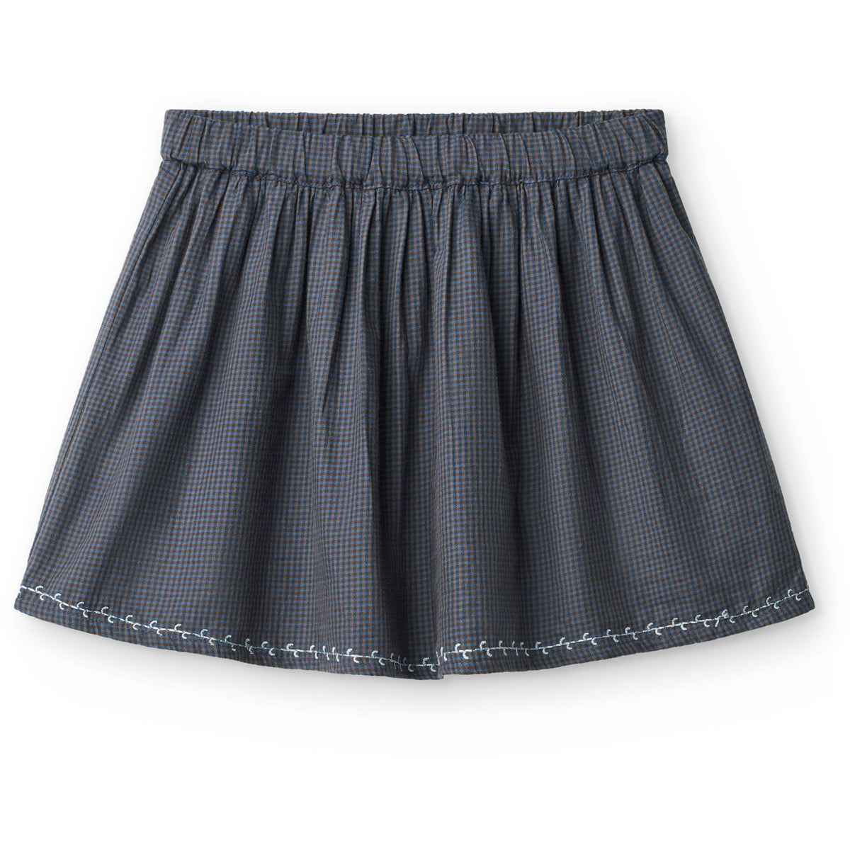 COPENHAGEN COLORS x Luksusbaby Brown Blue Check Comb. Checkered Ls Bluse Og Nederdel Sæt