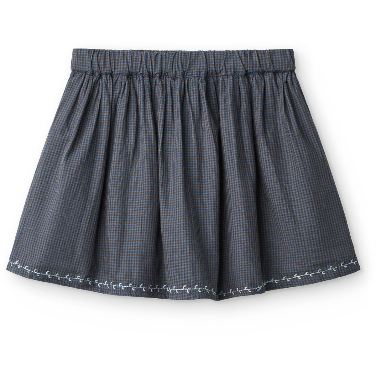 COPENHAGEN COLORS x Luksusbaby Brown Blue Check Comb. Checkered Ls Bluse Og Nederdel Sæt