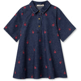 Fliink Dark Denim Blue Donna Embr Skjorte Kjole