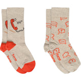 Mp Danmark x Børns Vilkår Beige Melange Phone Strømper - 2-pack