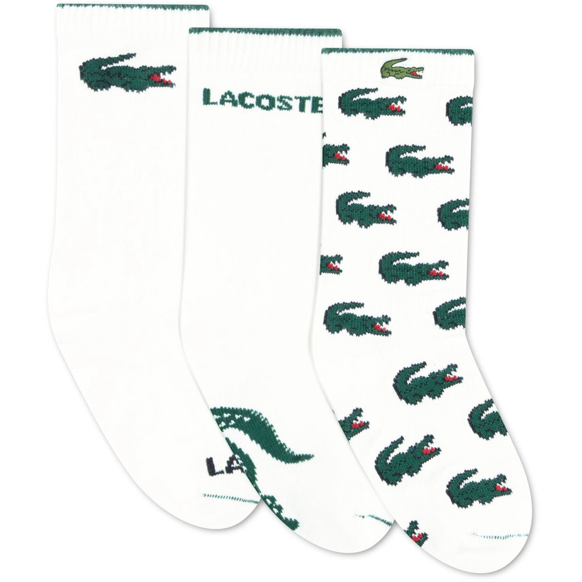 LACOSTE Blanc 3Pk Croc Bomuld Crew