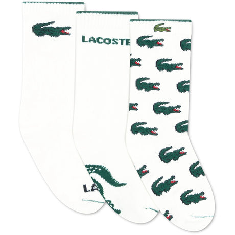 LACOSTE Blanc 3Pk Croc Bomuld Crew