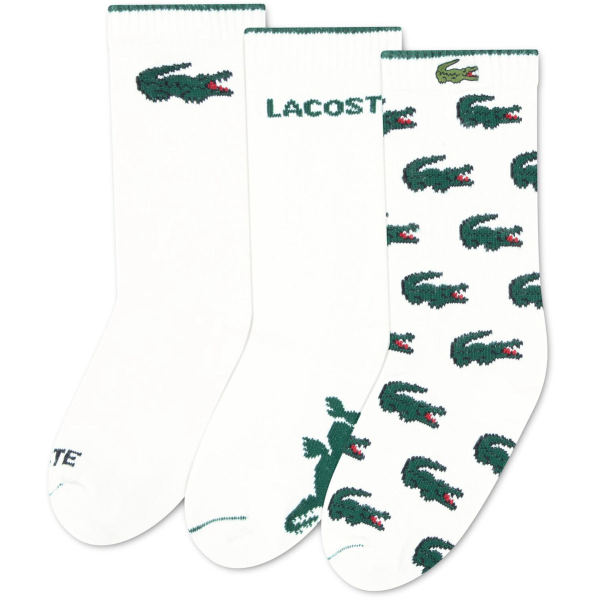 LACOSTE Blanc 3Pk Croc Bomuld Crew