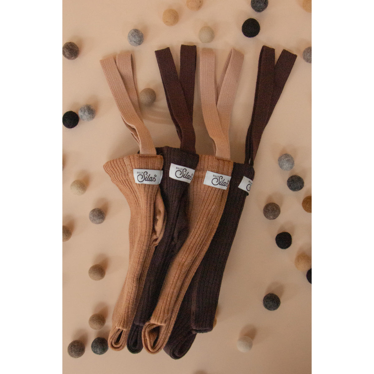 Silly Silas Wooly Footless Strømpebukser Med Braces Espresso Brown