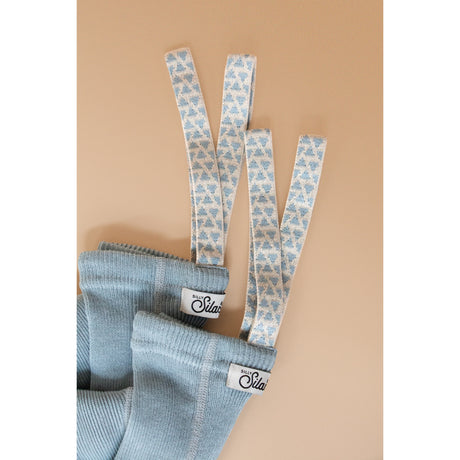 Silly Silas Footless Bomuld Strømpebukser Med Braces Misty Blue Patterned