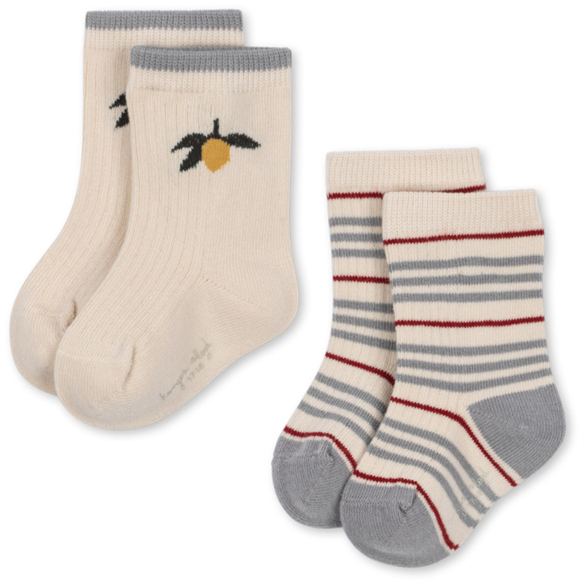 Konges Sløjd Blue Stripe/Lemon 2 Pak Rib Stripe Strømper