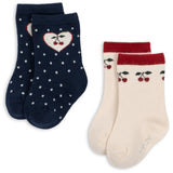 Konges Sløjd Cherry Mix 2 Pak Jaquard Strømper