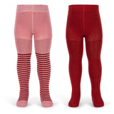 Konges Sløjd Red Stripe 2 Pak Glitter Strømpebukser