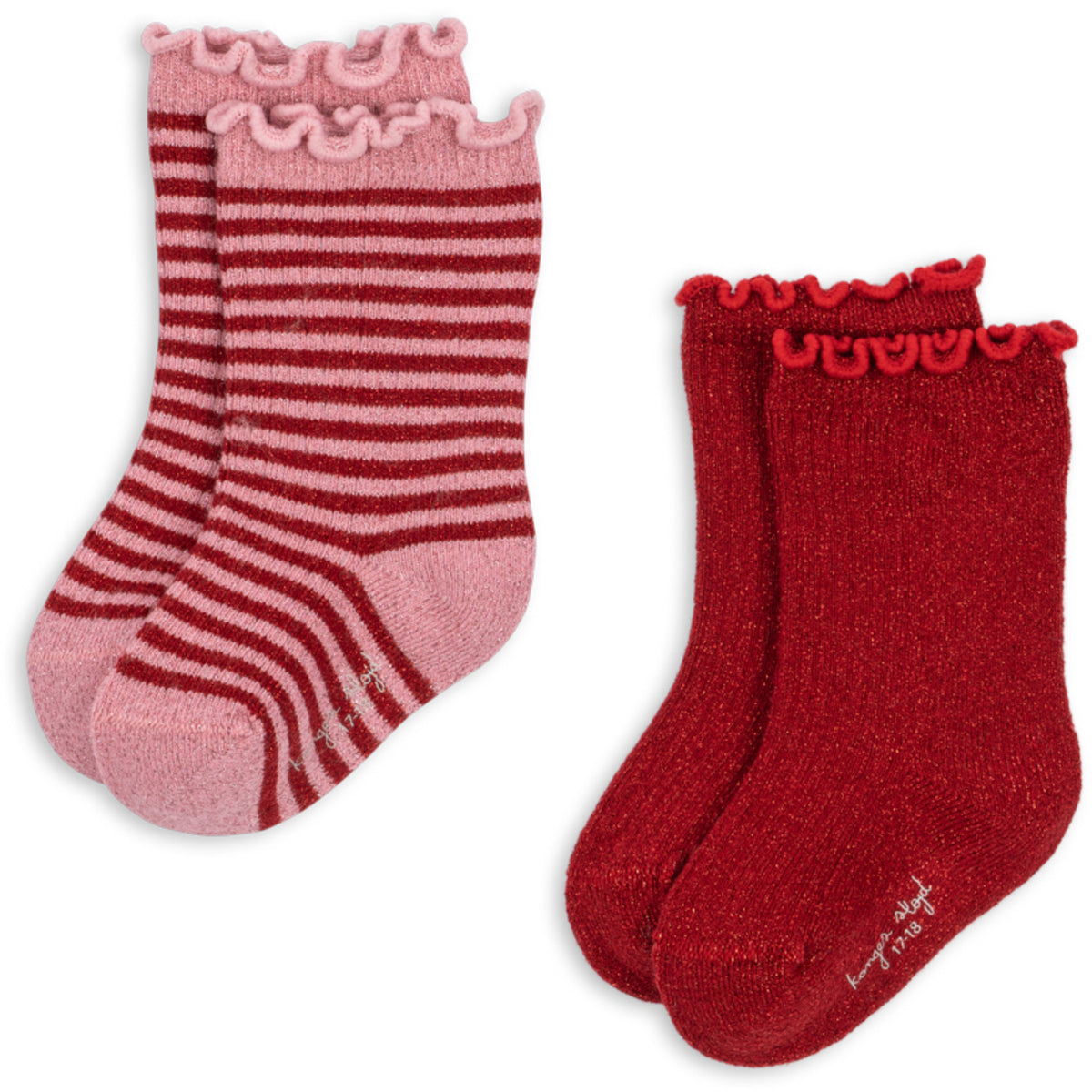 Konges Sløjd Red Stripe 2 Pak Glitter Strømper