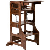 Duck Woodworks Honey Glaze Foldbar Køkken Læringstårn Stained Med Højstol Addon Sæt