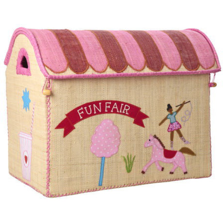 Rice Pink Fun Fair Theme Raffia Legetøj Kurve 3-Pak