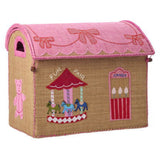 Rice Pink Fun Fair Theme Raffia Legetøj Kurve 3-Pak
