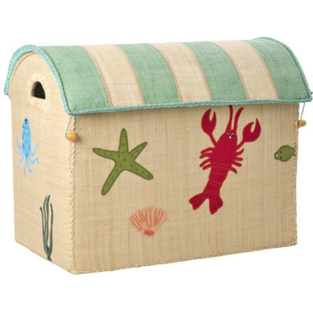 Rice Ocean Theme Raffia Legetøj Kurvehuse Sæt Med 3