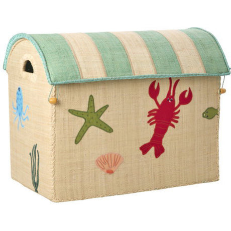 Rice Ocean Theme Raffia Legetøj Kurvehuse Sæt Med 3